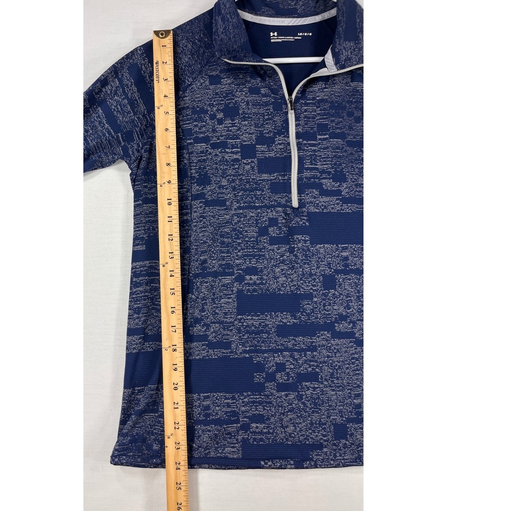 Under Armour Threadborne Run 1/4 Zip Pullover Navy Blue Digital Glitch Womens L - Picture 5 of 8
